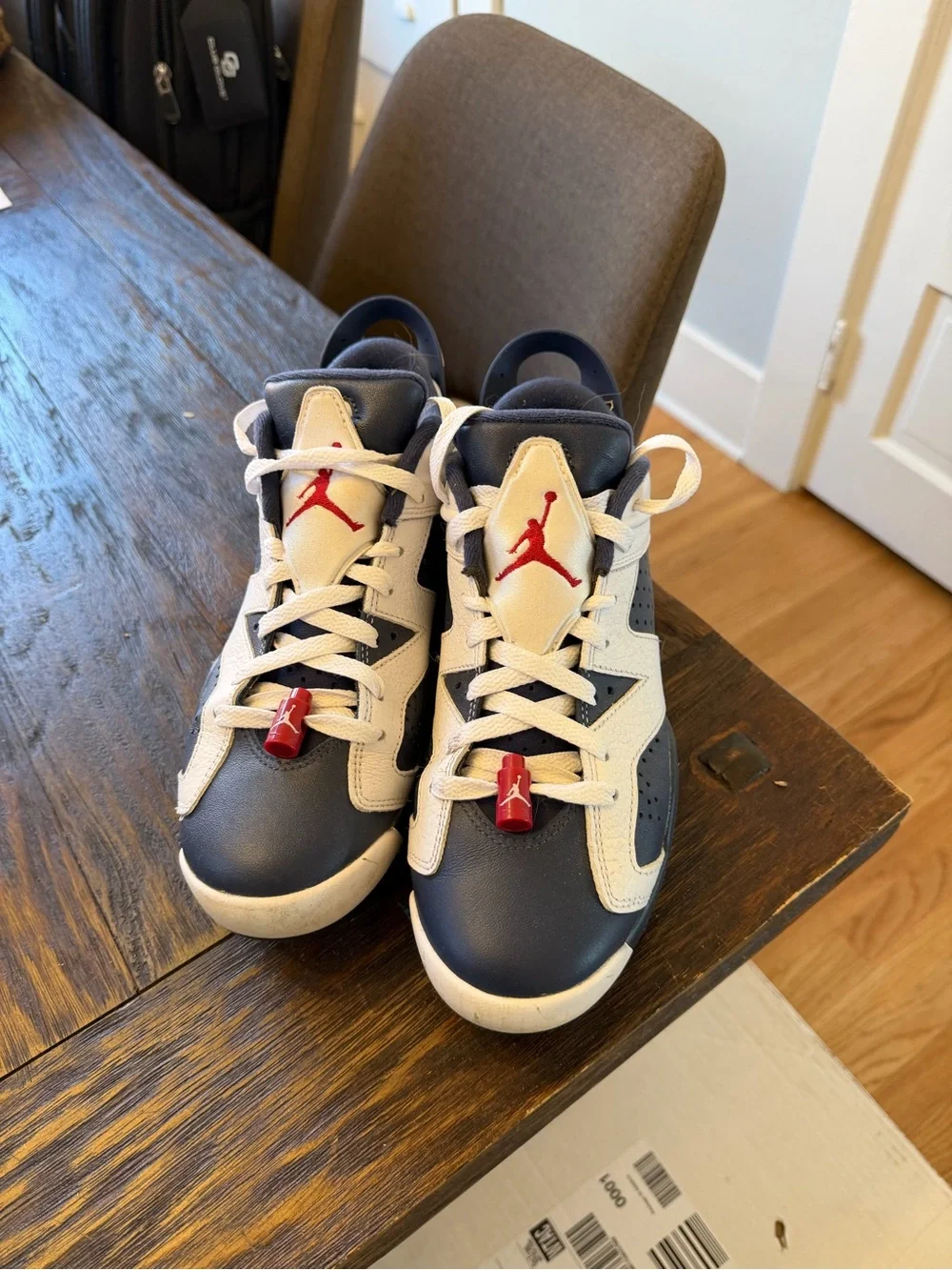 Jordan Golf Shoes in White, Navy & Red Accents
